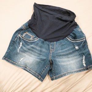 Indigo blue maternity shorts